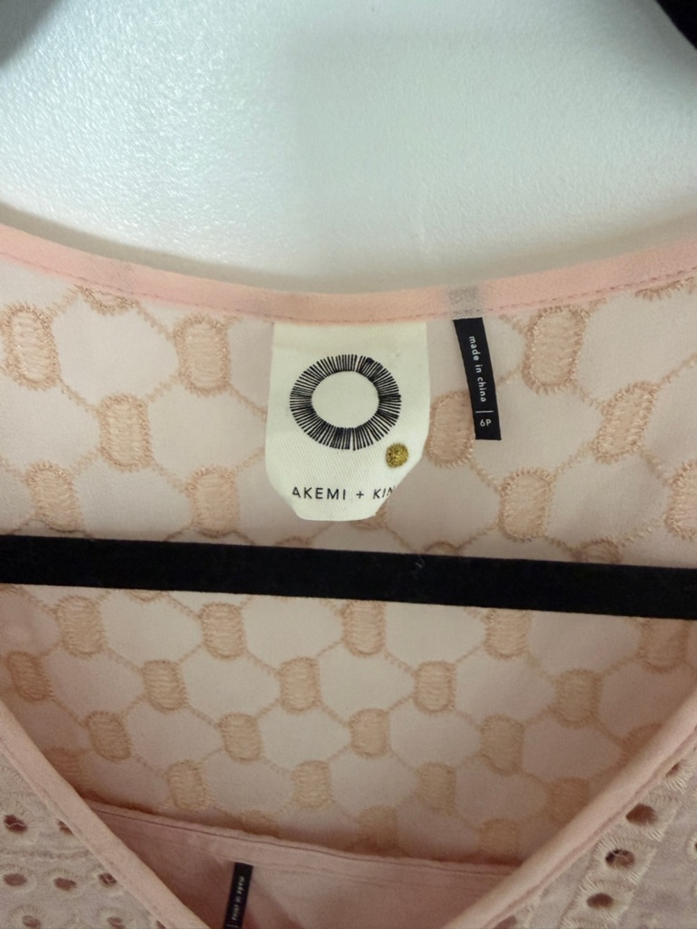 Anthropologie Blush Pink Eyelet Lace Dress, 6P - Picture 3 of 6